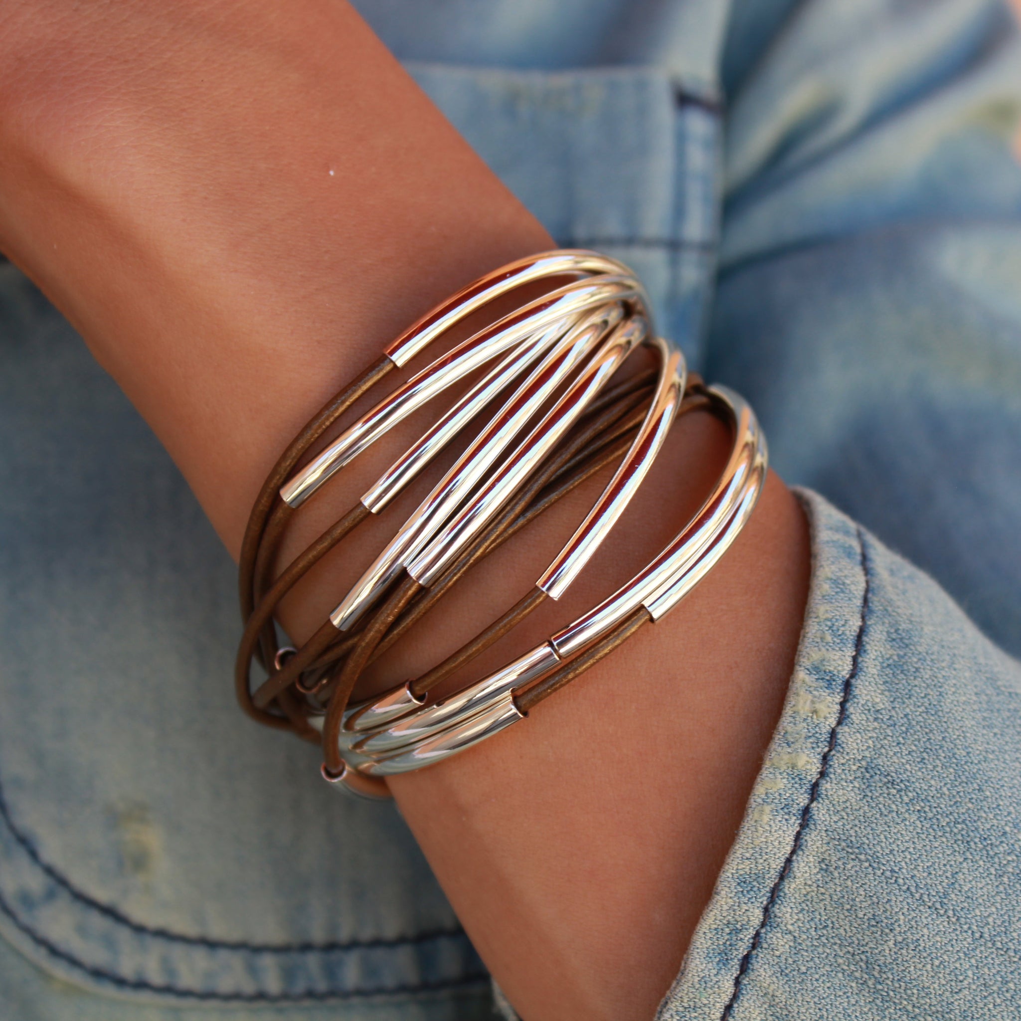 Lizzy Classic 4-Strand Metallic Bronze Wrap Bracelet | Lizzy James