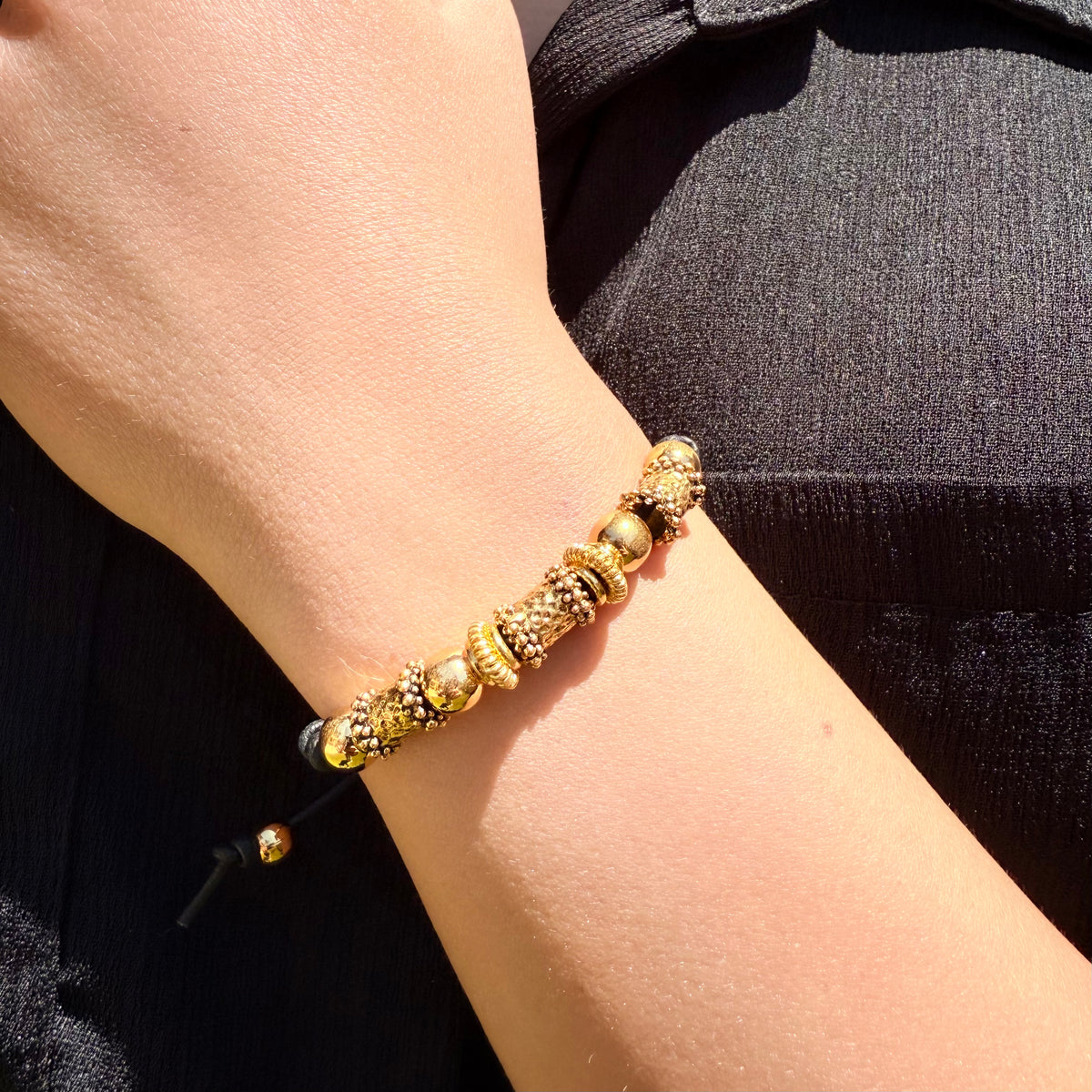 Cleopatra Gold & Black Adjustable Bracelet