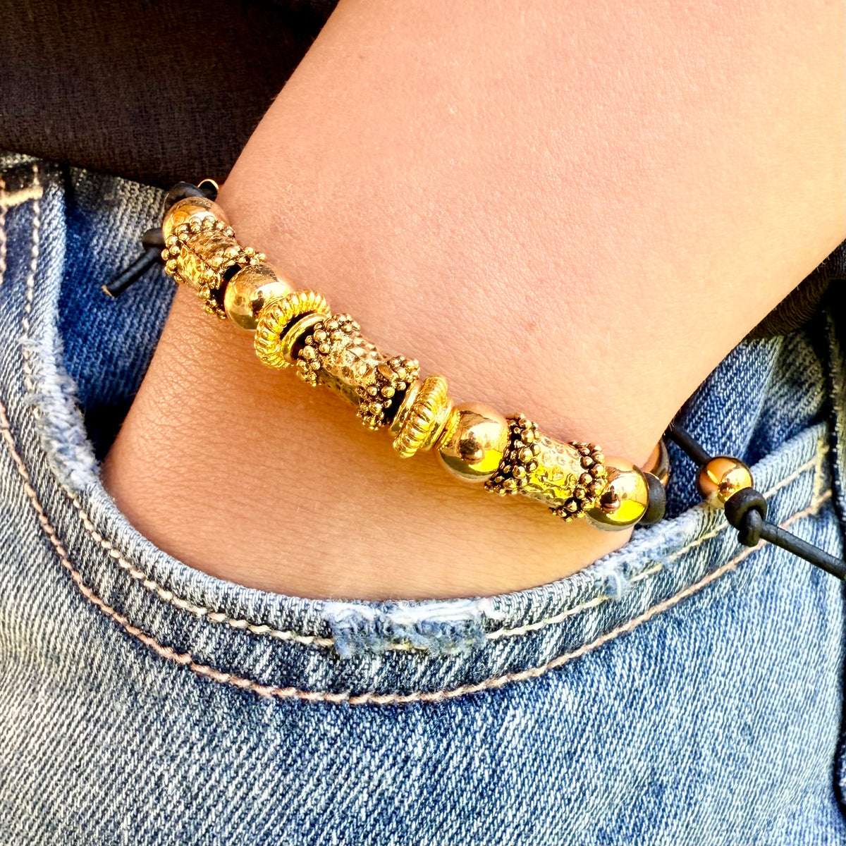 Cleopatra Gold & Black Adjustable Bracelet
