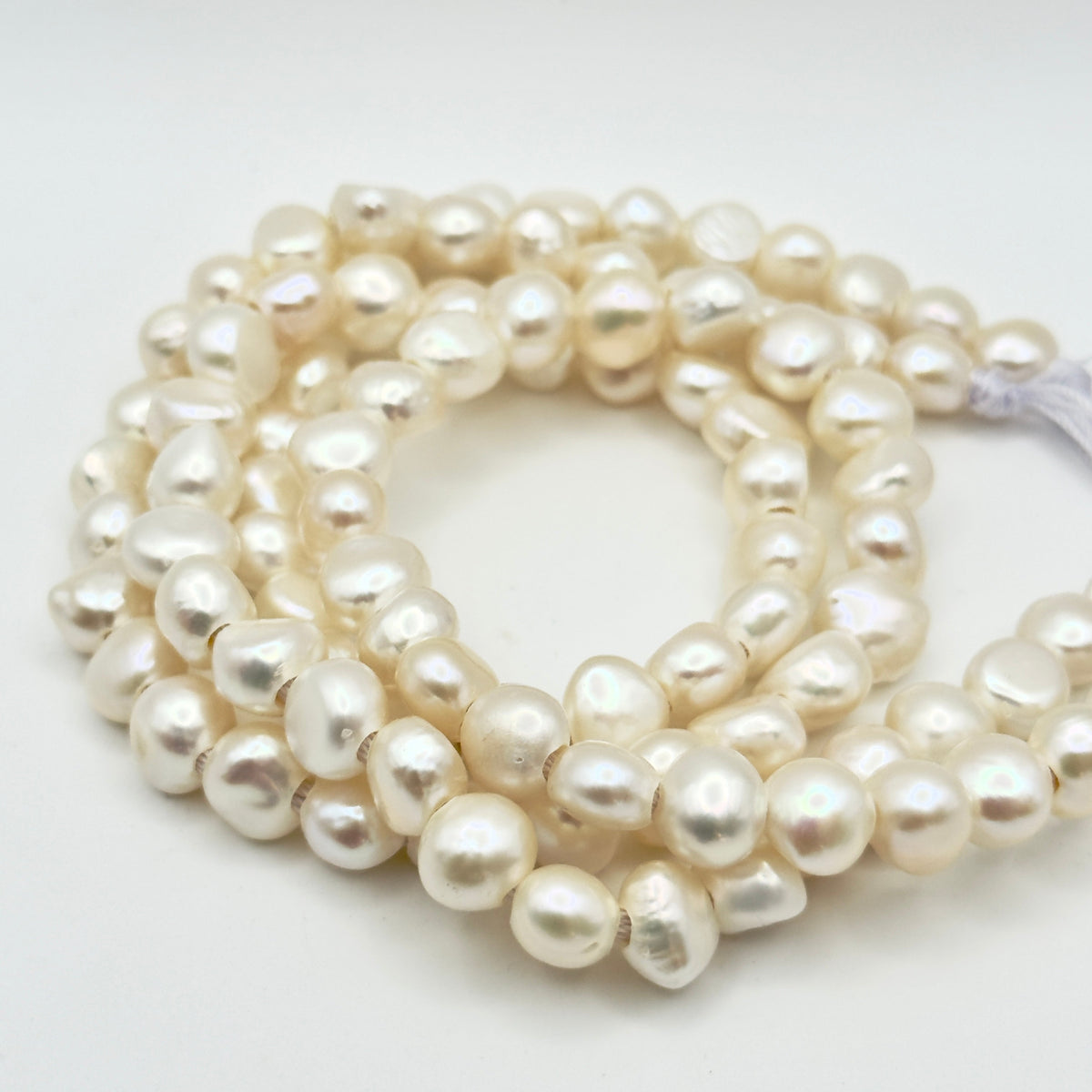 Pearl necklace on a white background