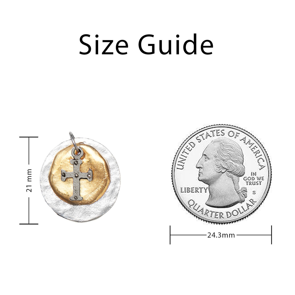 Delphine Gold Disc and Silver Cross Pendant