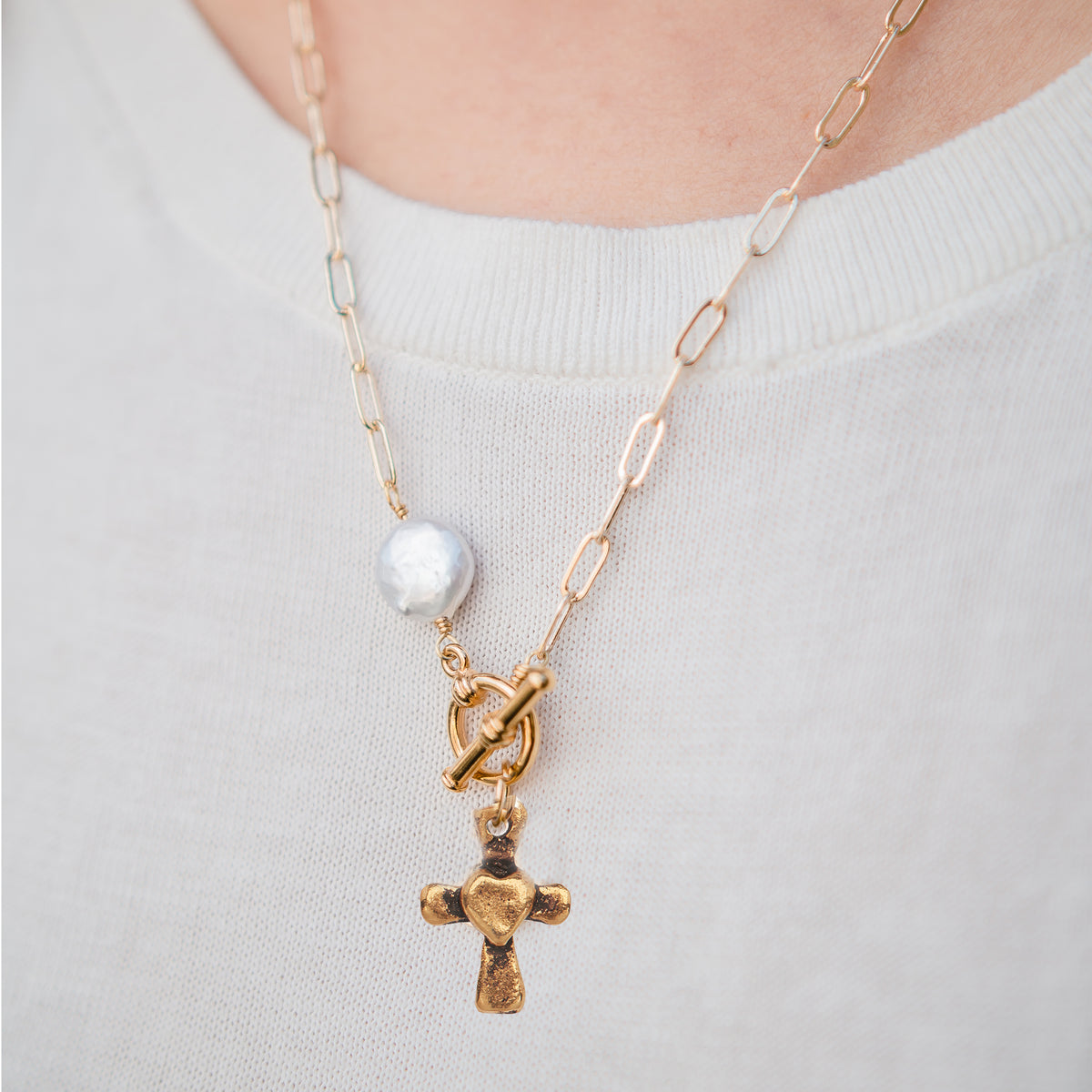 Goldsmith Gold Chain Necklace with Freshwater Pearl | Add Charm