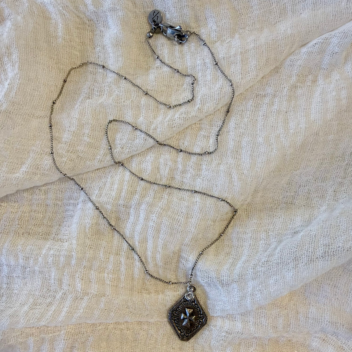 The Vela Cross Necklace – Vintage Silver & Crystal | Handmade in California