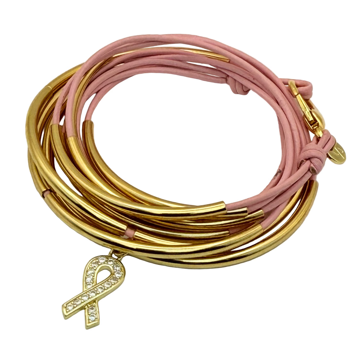 Mini Lizzy Classic Pink Leather Wrap Bracelet