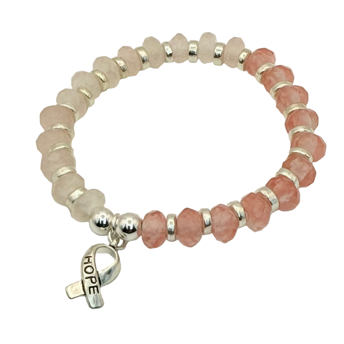Inspire Bracelet with Rose &amp; Cherry Quartz – HOPE Charm