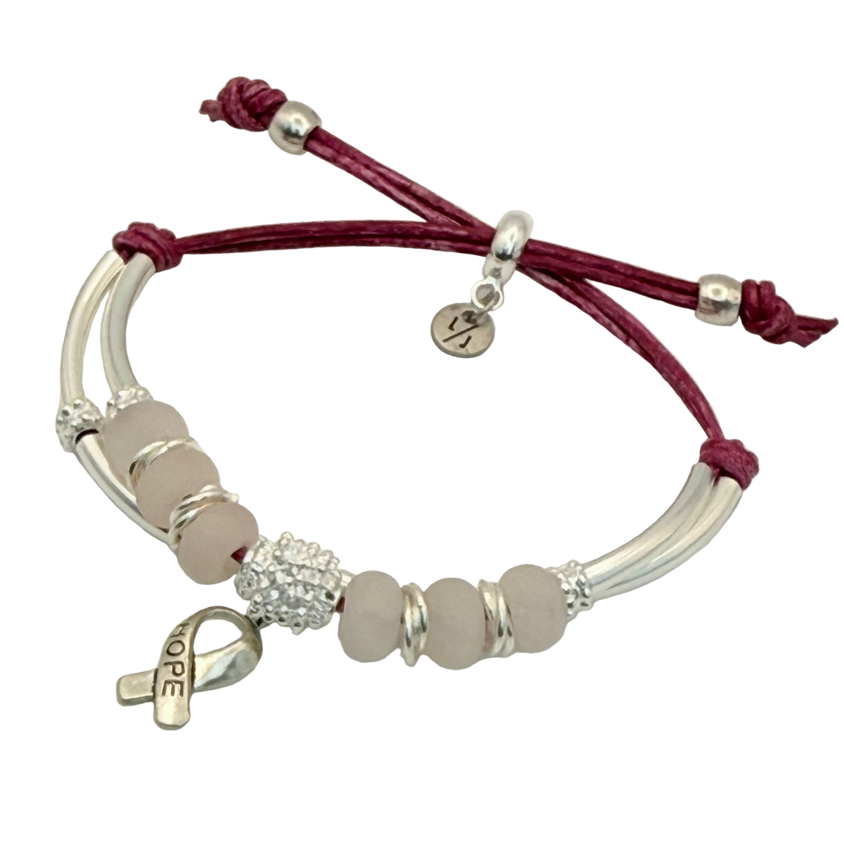 Promise Adjustable Bracelet with Pink Leather