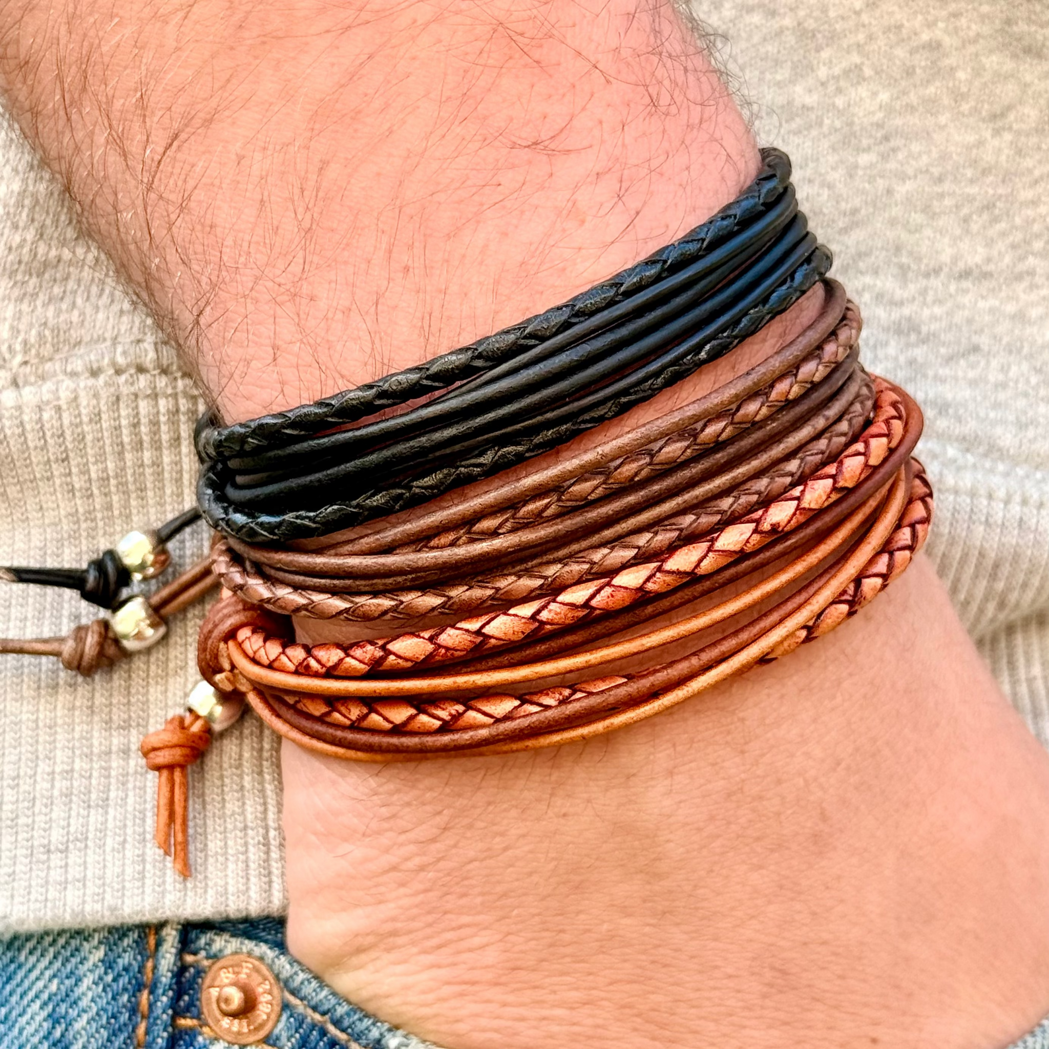 Kai Natural Brown Leather Bracelet