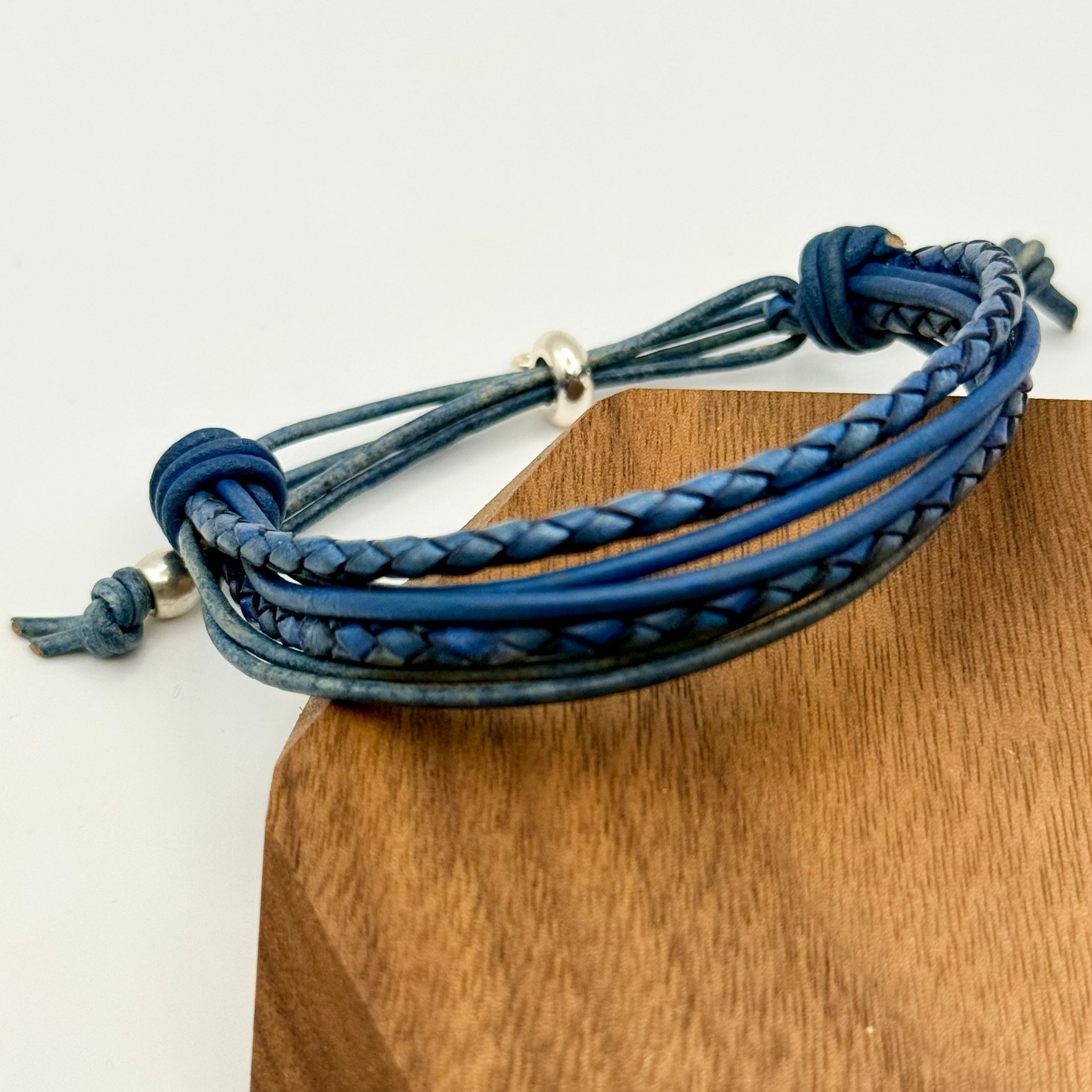 Kai Navy Leather Bracelet