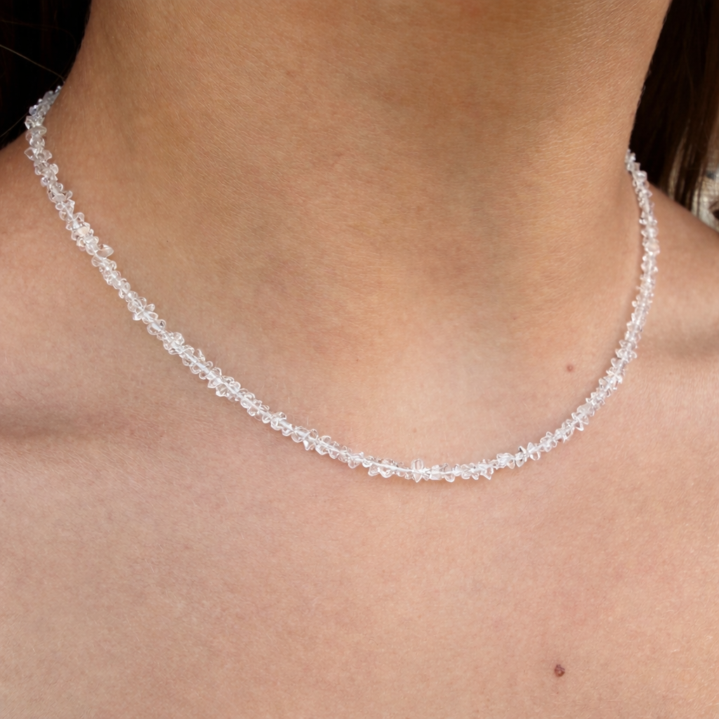 The Liora Clear Herkimer Diamond Quartz Necklace – Faceted Nugget Strand | LIMITED EDITION