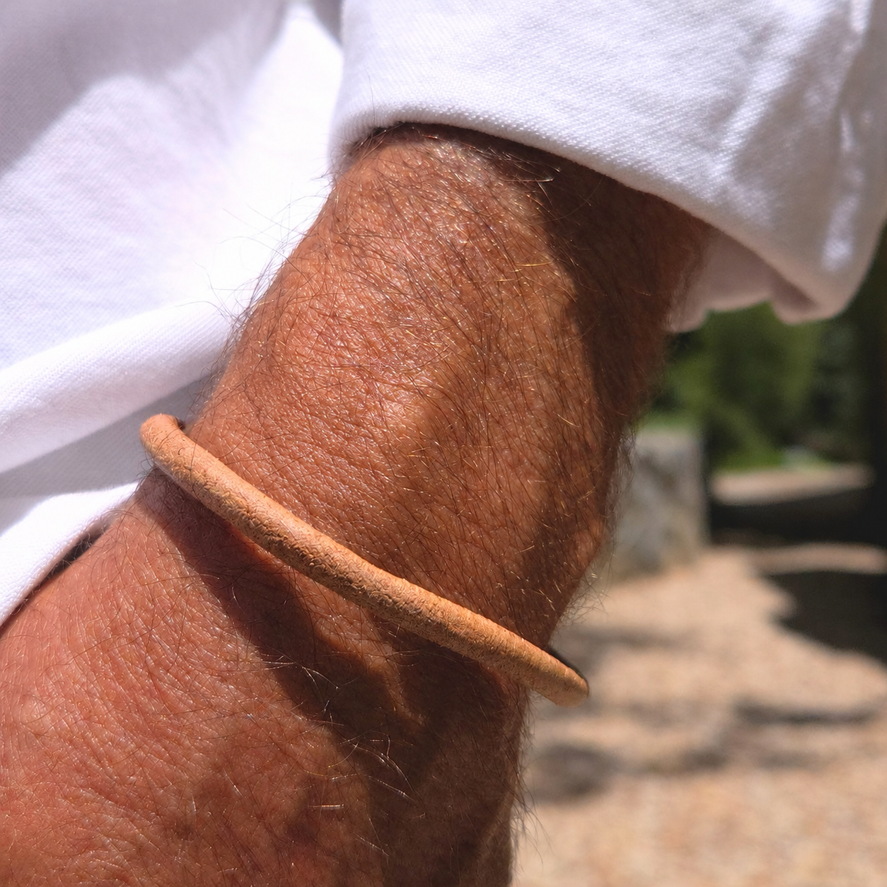 Ellis Men's Tan Leather Bracelet | Handmade Jewelry