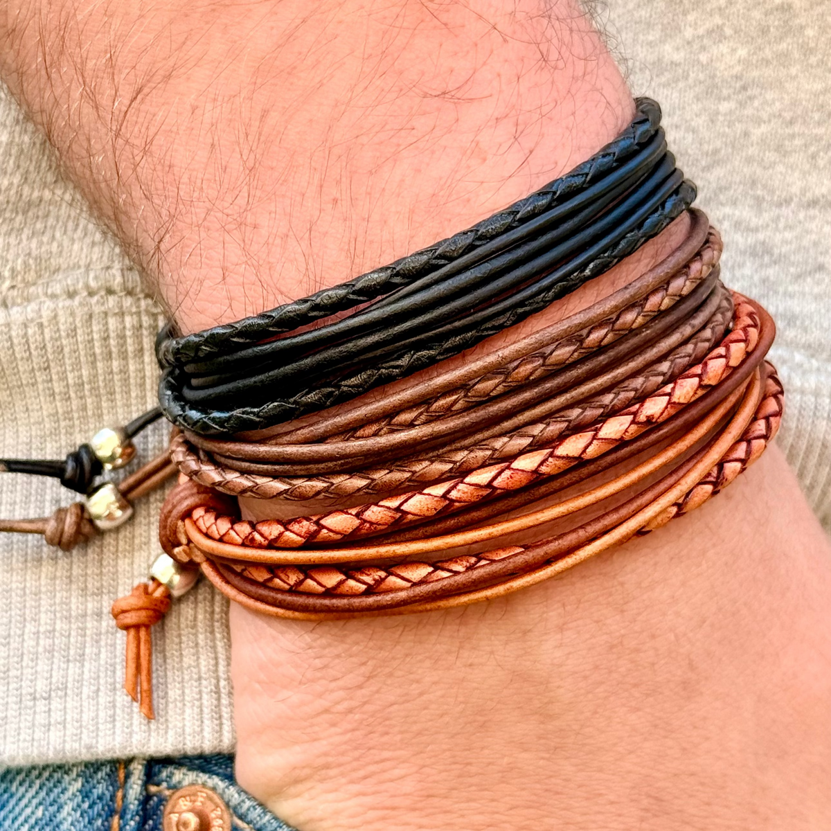 Kai Light Natural Brown Leather Bracelet