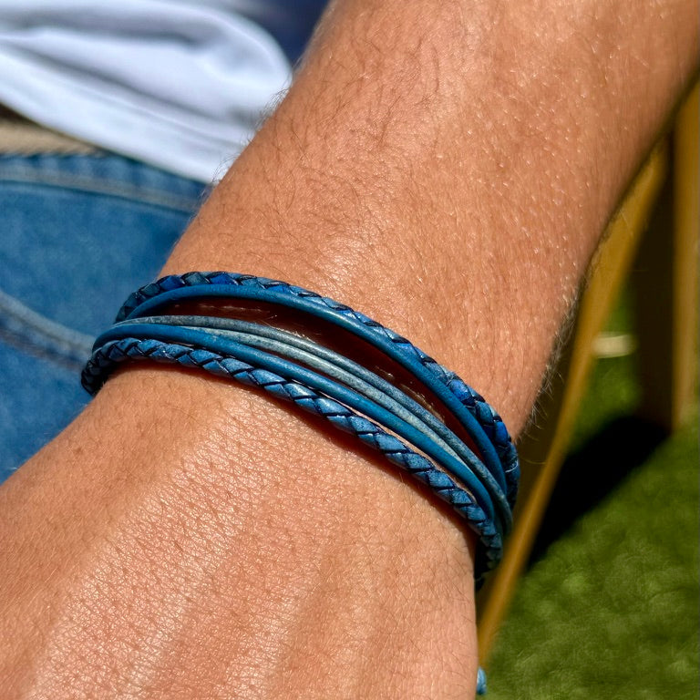 Kai Navy Leather Bracelet