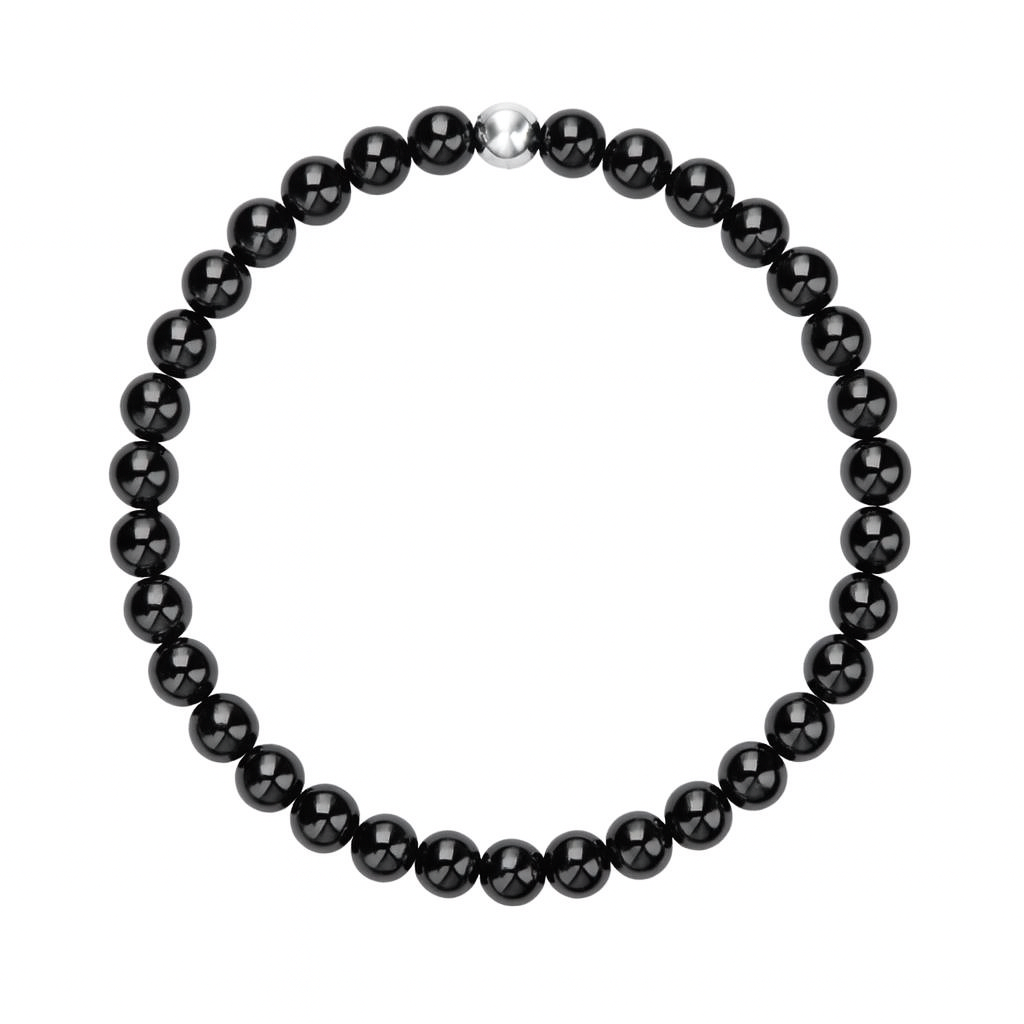 Black beaded bracelet on a white background