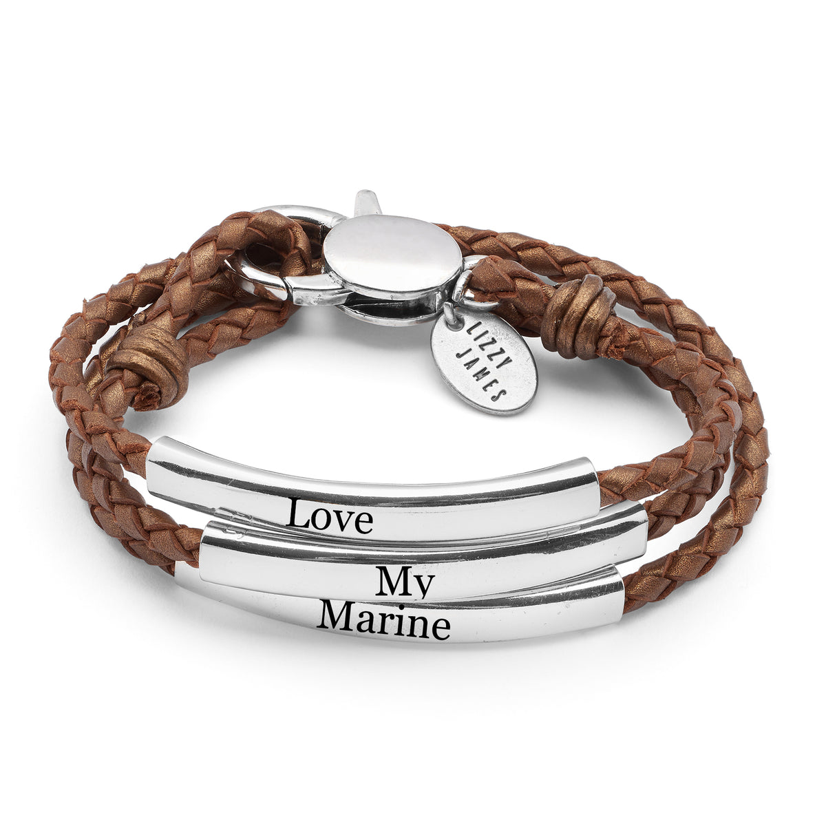 Silver-Plated Custom Engraved Leather Bracelet – Mingle