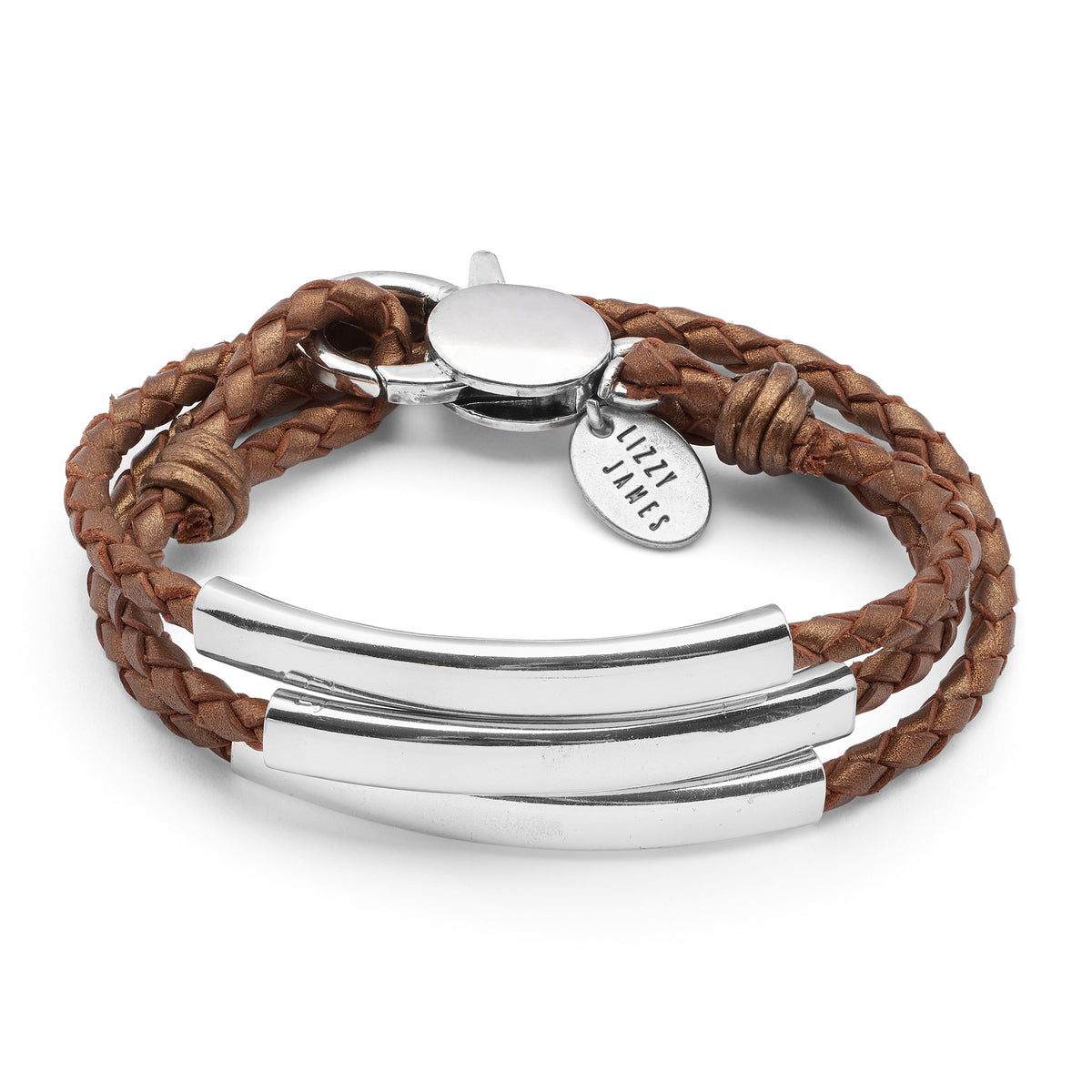 Silver-Plated Custom Engraved Leather Bracelet – Mingle