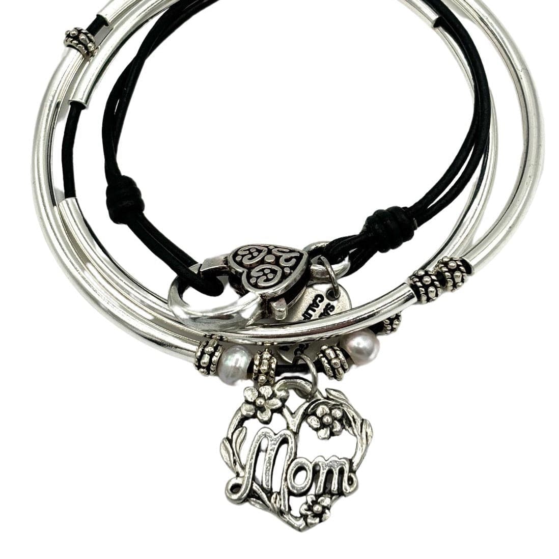 Mom Floral Heart Charm