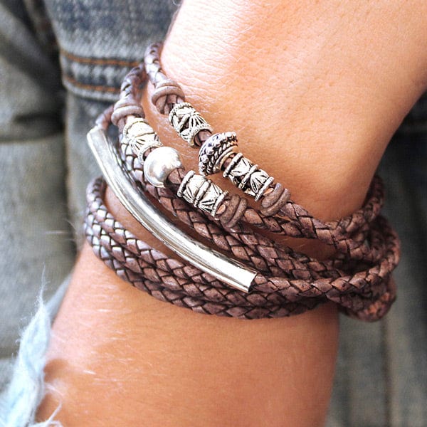 Natural brown leather bracelet