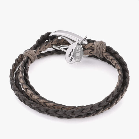 Braided Leather and Sterling Silver Bracelet