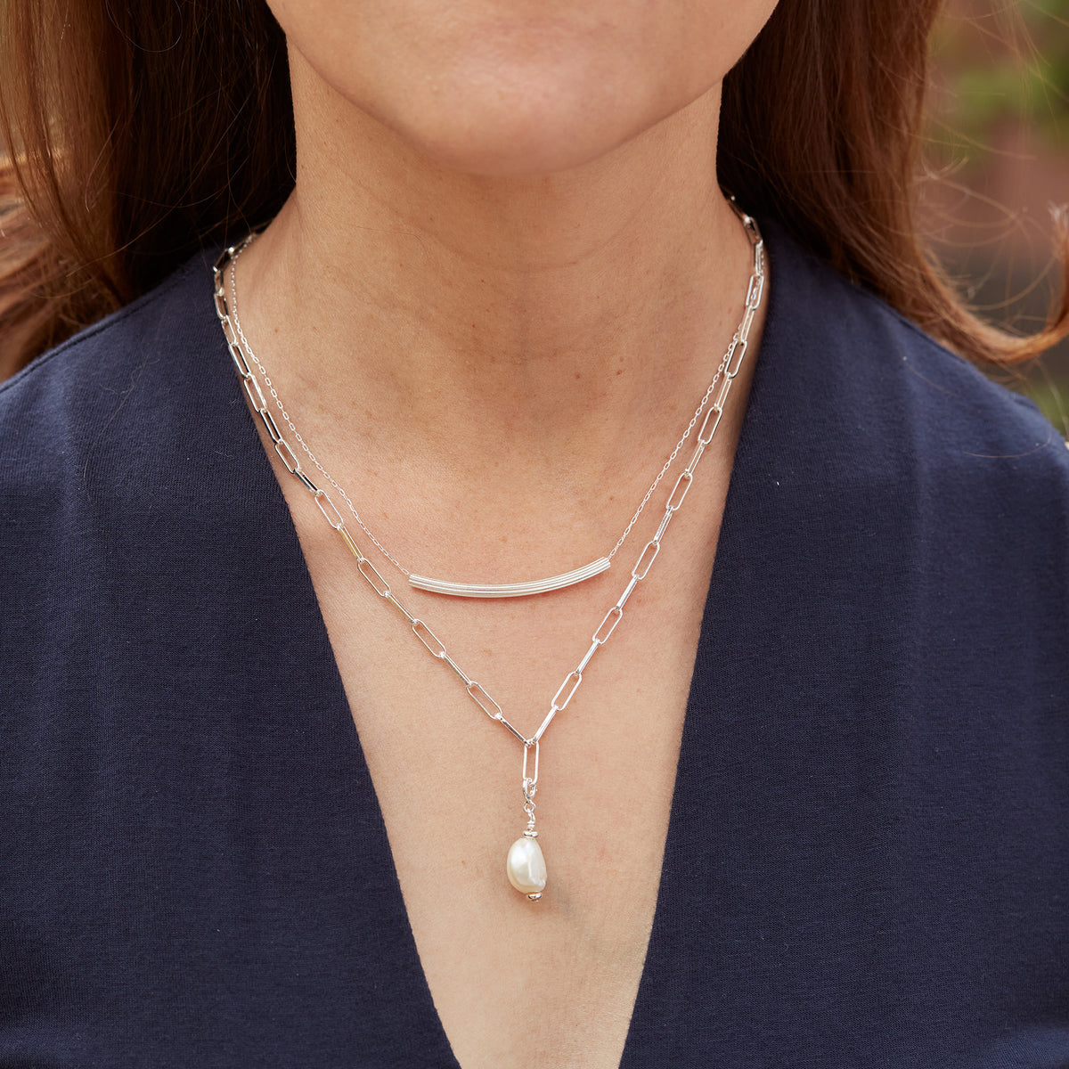 Chopin Sterling Silver Necklace – Baroque Pearl Pendant