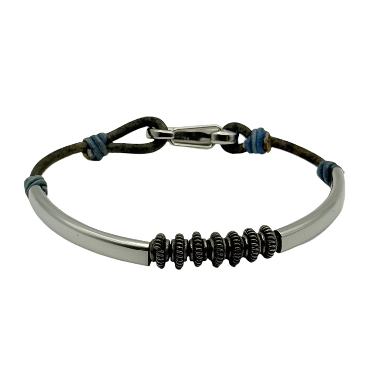 Men’s Orion Steel &amp; Leather Bracelet