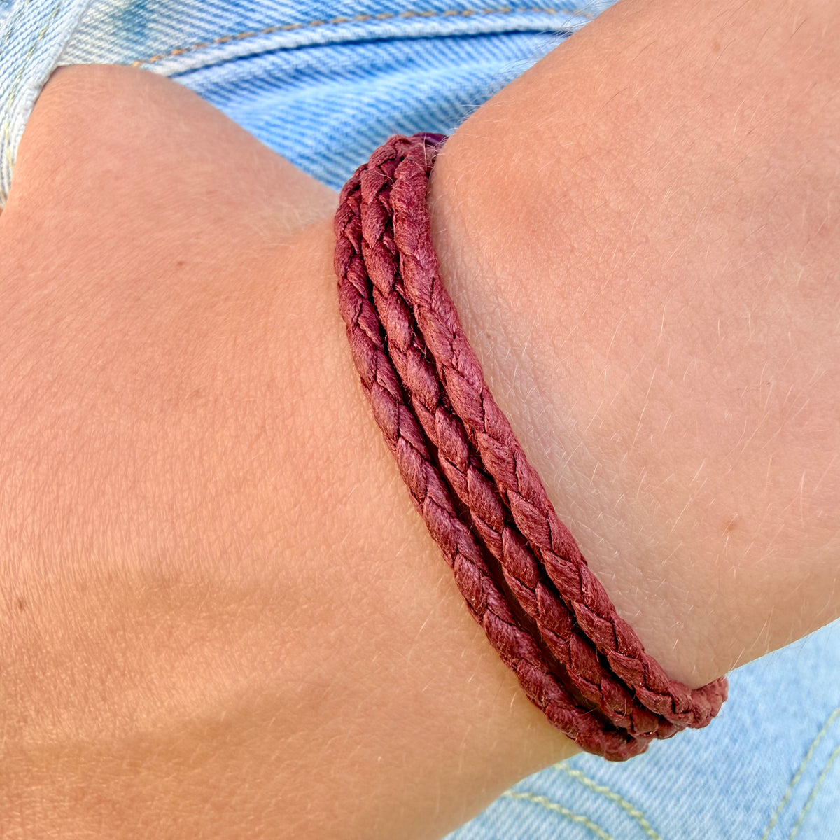 The Rowan Braided Cotton Bolo Cord Bracelet – Maroon & Gunmetal | Handmade in California