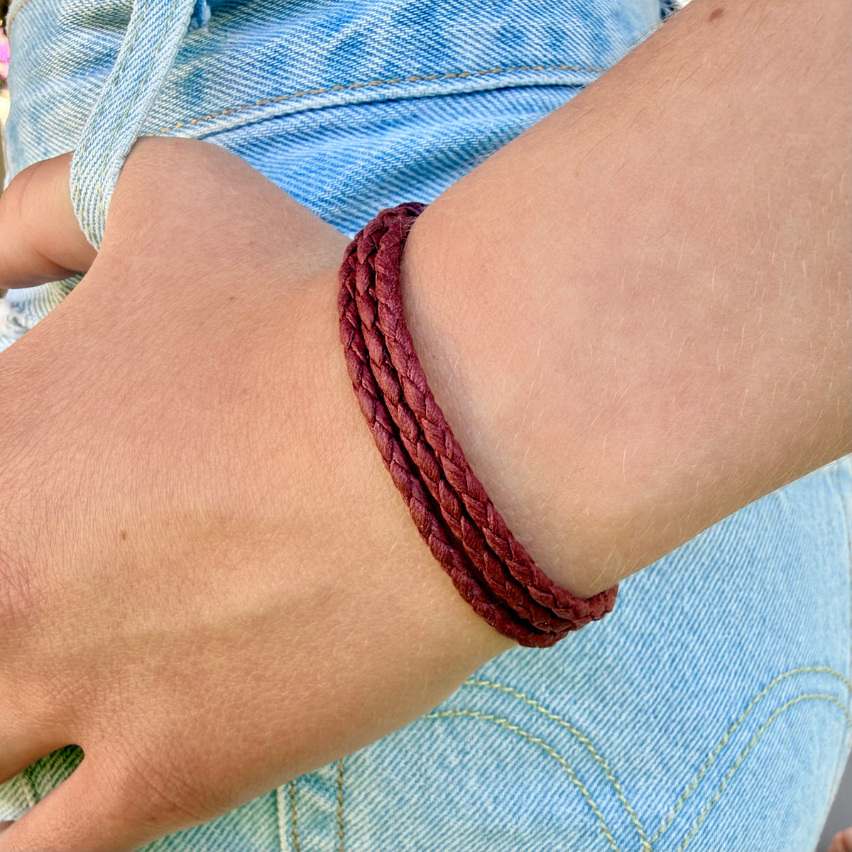 The Rowan Braided Cotton Bolo Cord Bracelet – Maroon & Gunmetal | Handmade in California