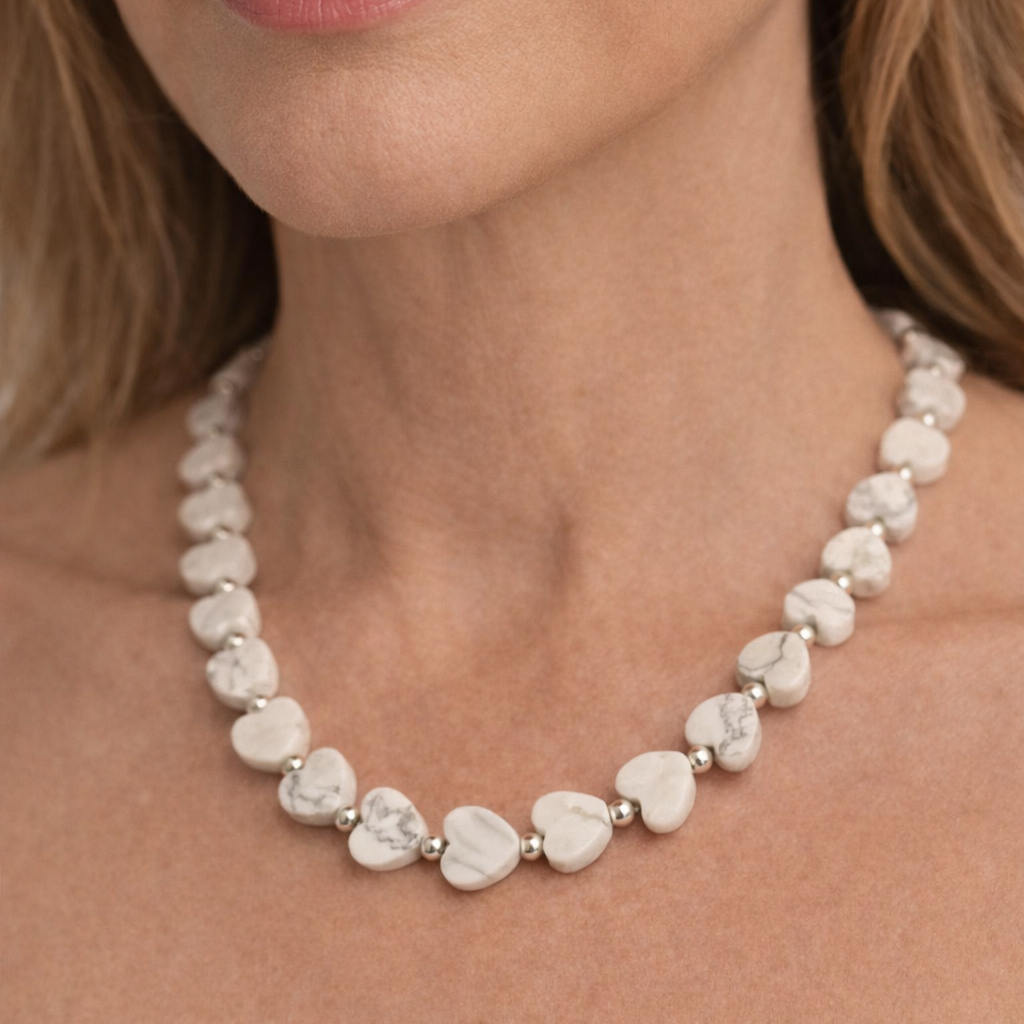 The Serene Howlite Heart and Silver Necklace | Lizzy James