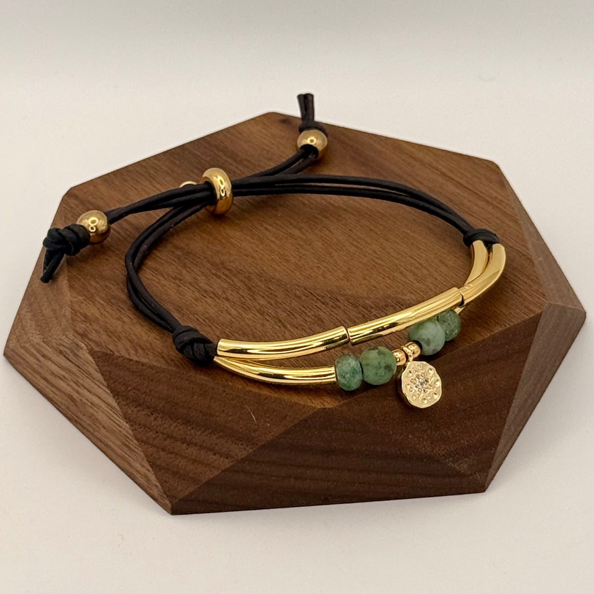 The Sierra Adjustable Bracelet – African Turquoise & Gold | Handmade in California
