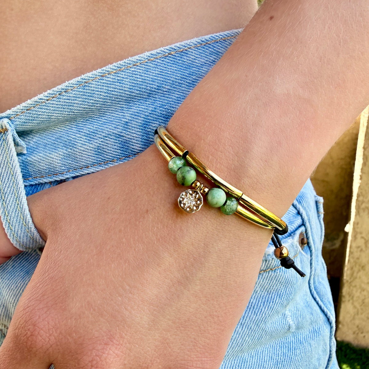 The Sierra Adjustable Bracelet – African Turquoise & Gold | Handmade in California