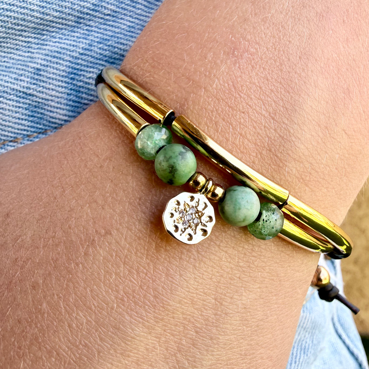 The Sierra Adjustable Bracelet – African Turquoise & Gold | Handmade in California