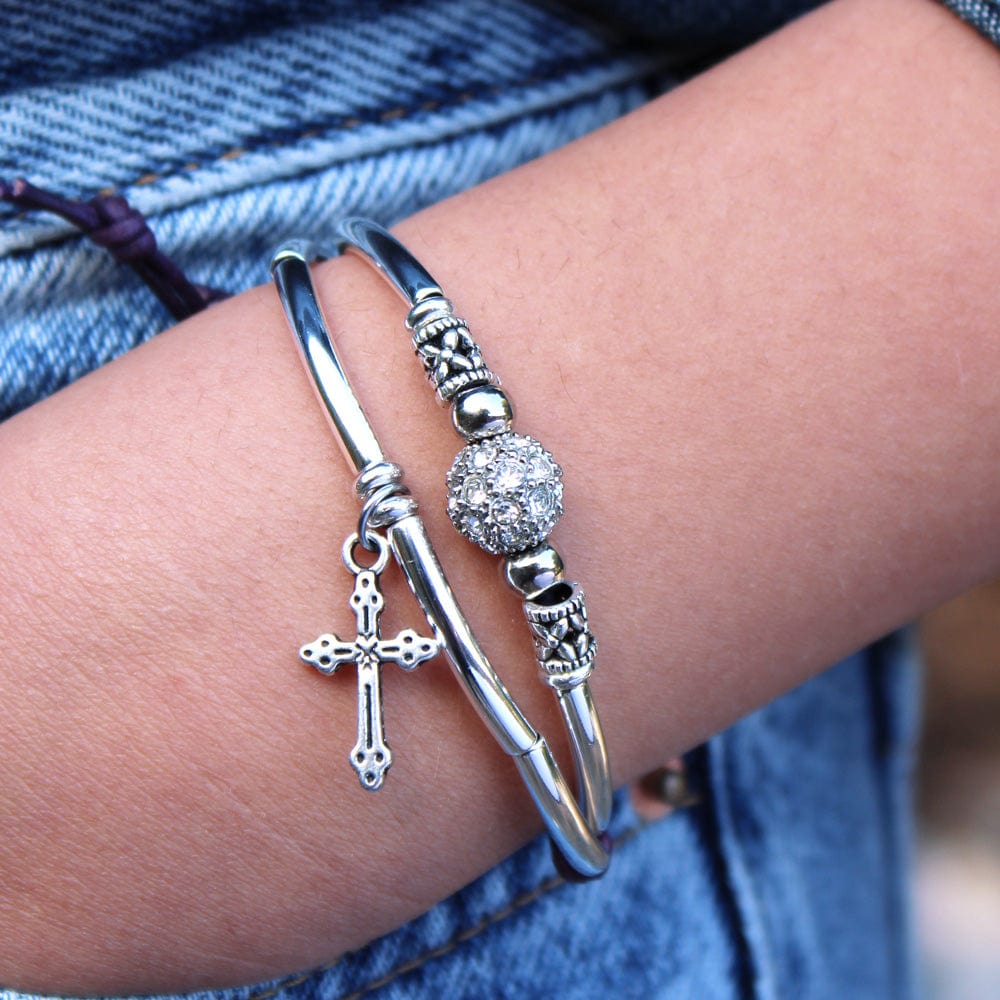 Silver Cross Charm Delicate for Charm Bracelets & Anklets