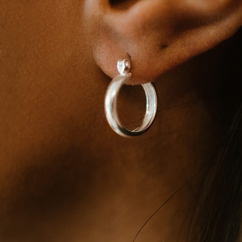 Square Small Sterling Silver Hoop Earrings