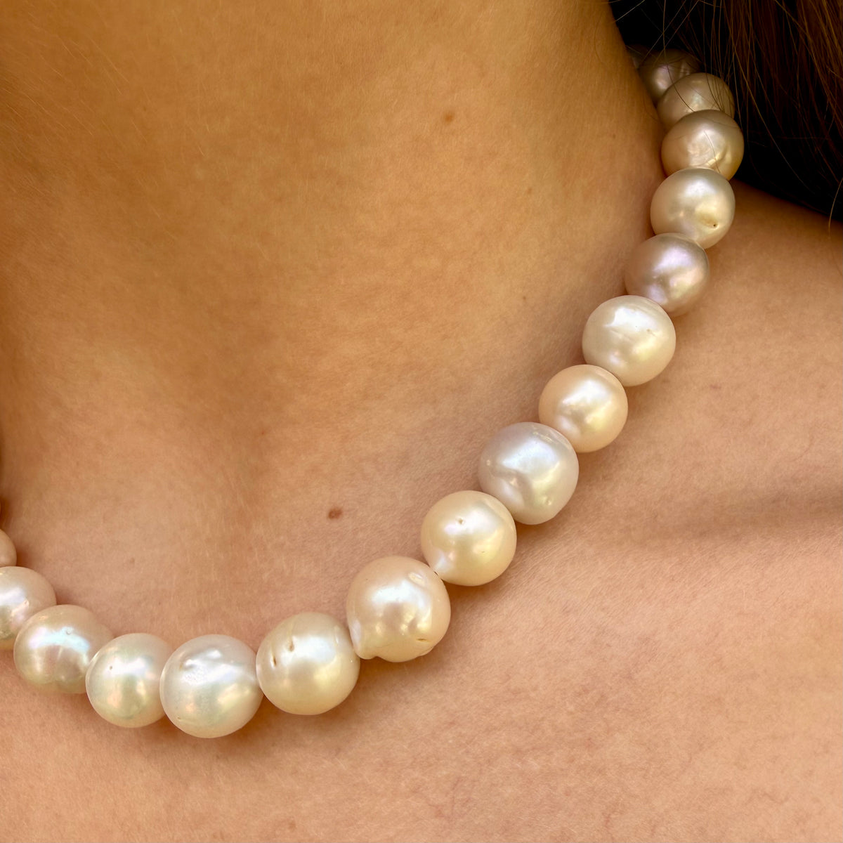 The Camille Pearl Necklace – Peach Pearl Strand | One of a Kind | Handmade in California