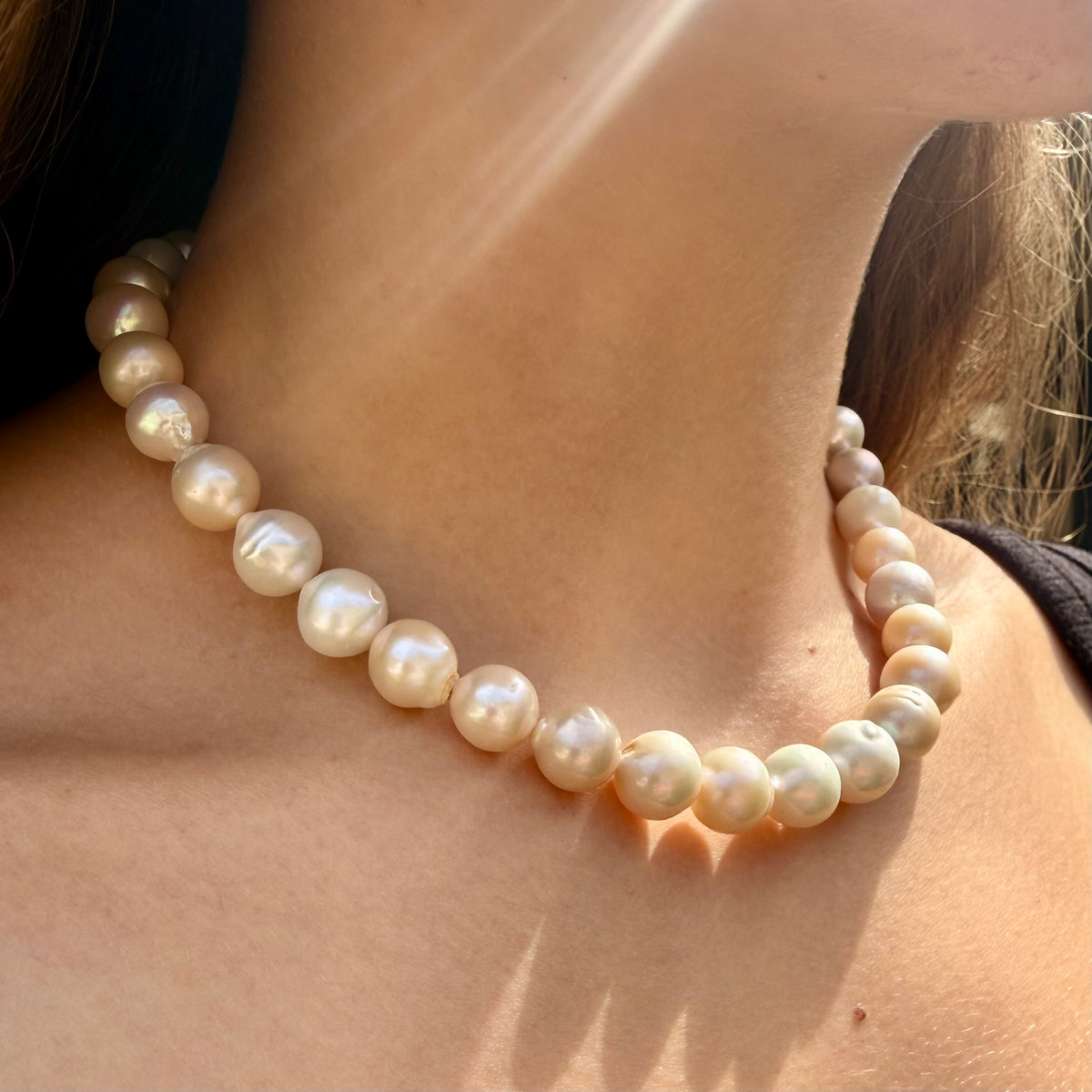 The Camille Pearl Necklace – Peach Pearl Strand | One of a Kind | Handmade in California