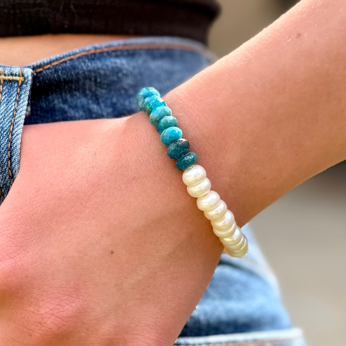 The Oceana Pearl Bracelet – Blue Gemstone & Pearl | Handmade in California