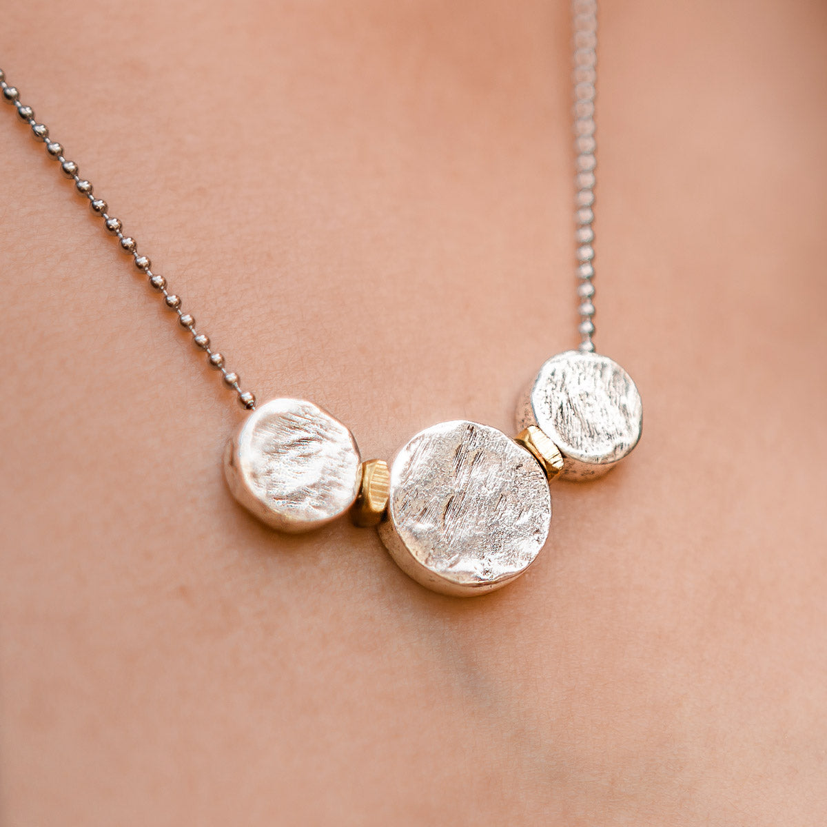 Three Circles Necklace – Silver-Plated Adjustable Stainless Steel Necklace