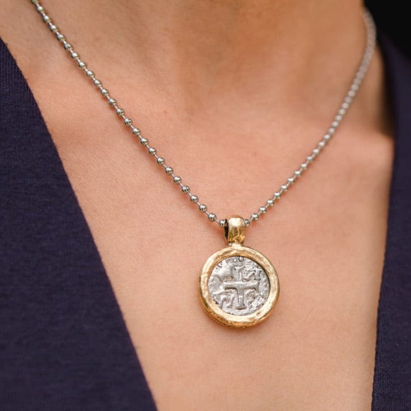 Vintage silver cross adjustable necklace collection with silver and gold medallion cross