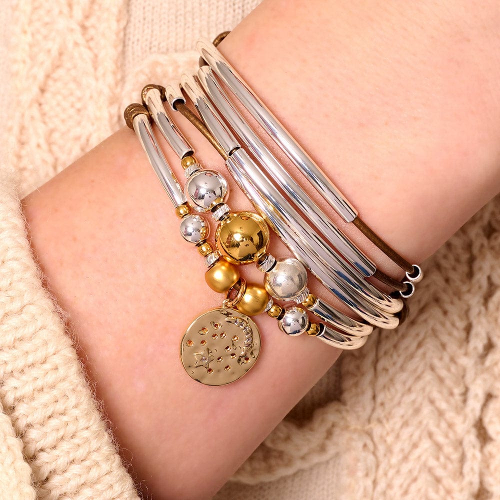 Wishing on a Star silver wrap bracelet necklace with gold little dipper charm