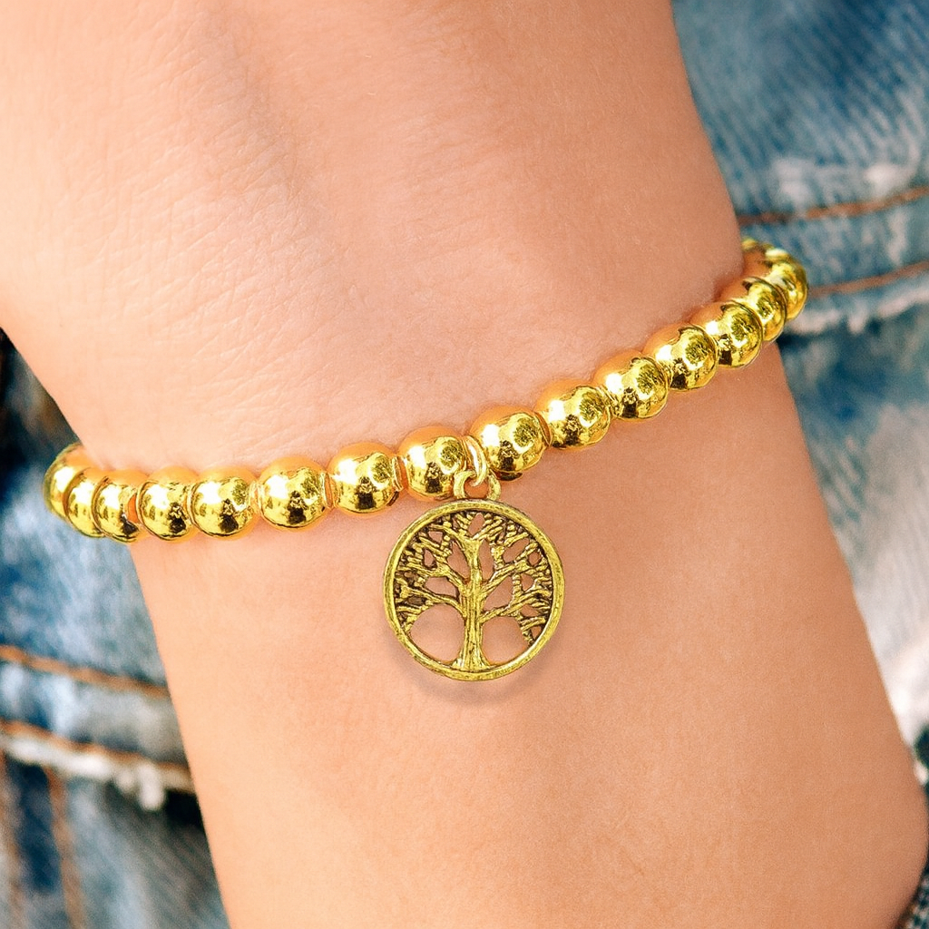 Lori Gold Beaded Bracelet – Stackable Stretch Bracelet