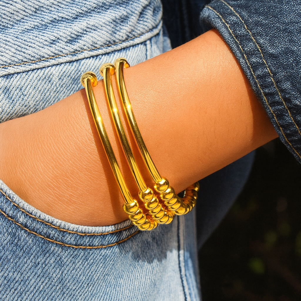 Lori Gold Beaded Bracelet – Stackable Stretch Bracelet