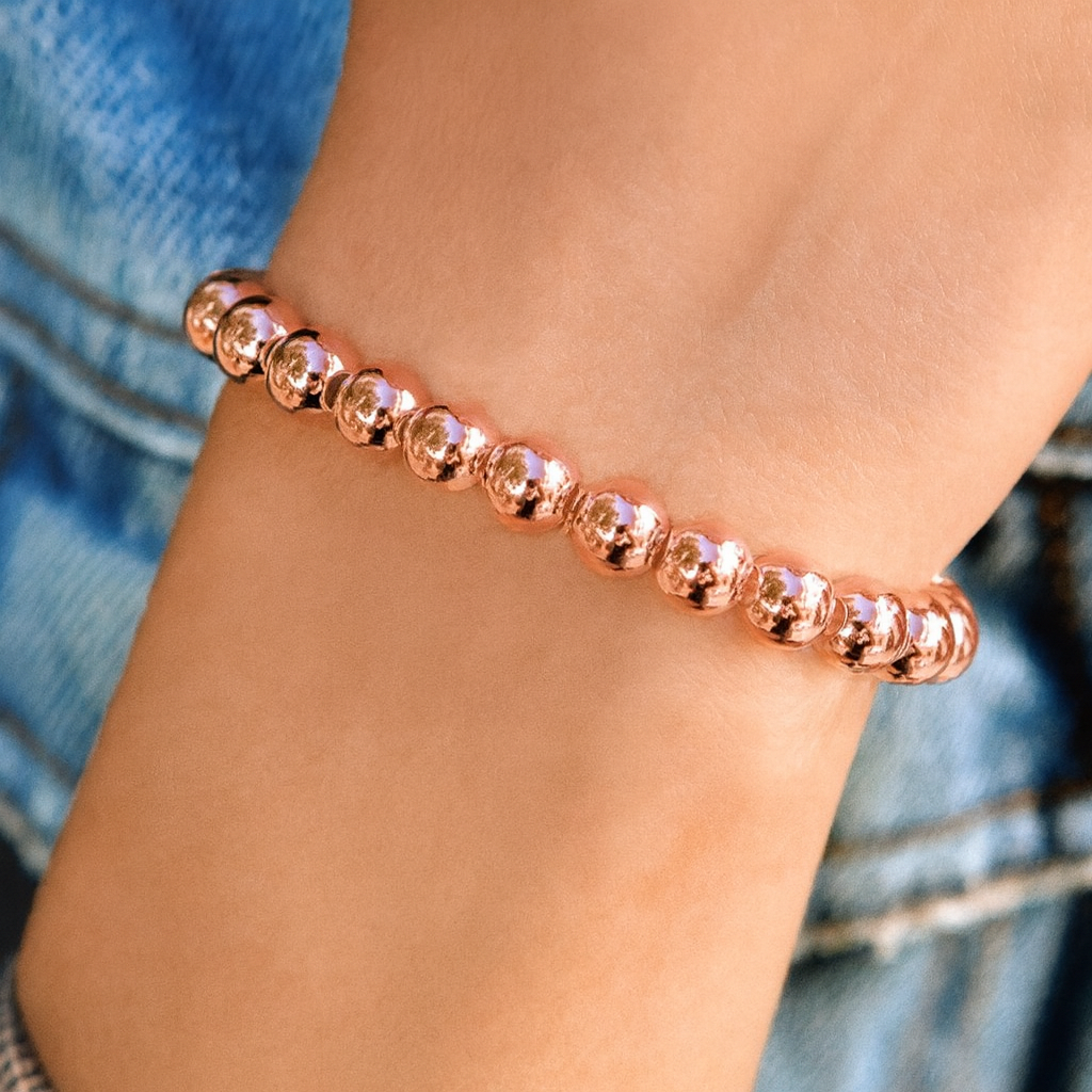Lori Rose Gold Beaded Bracelet – Stackable Stretch Bracelet