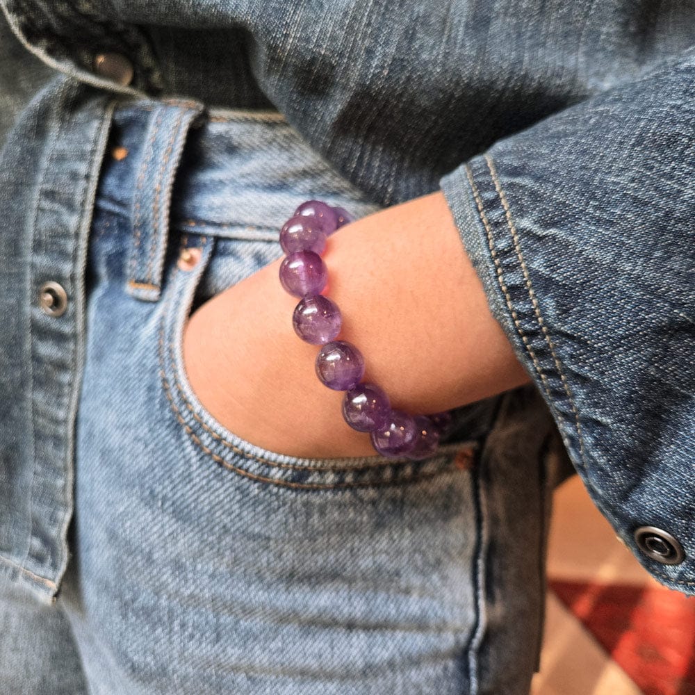 Amethyst 9mm Bead Stretch Bracelet