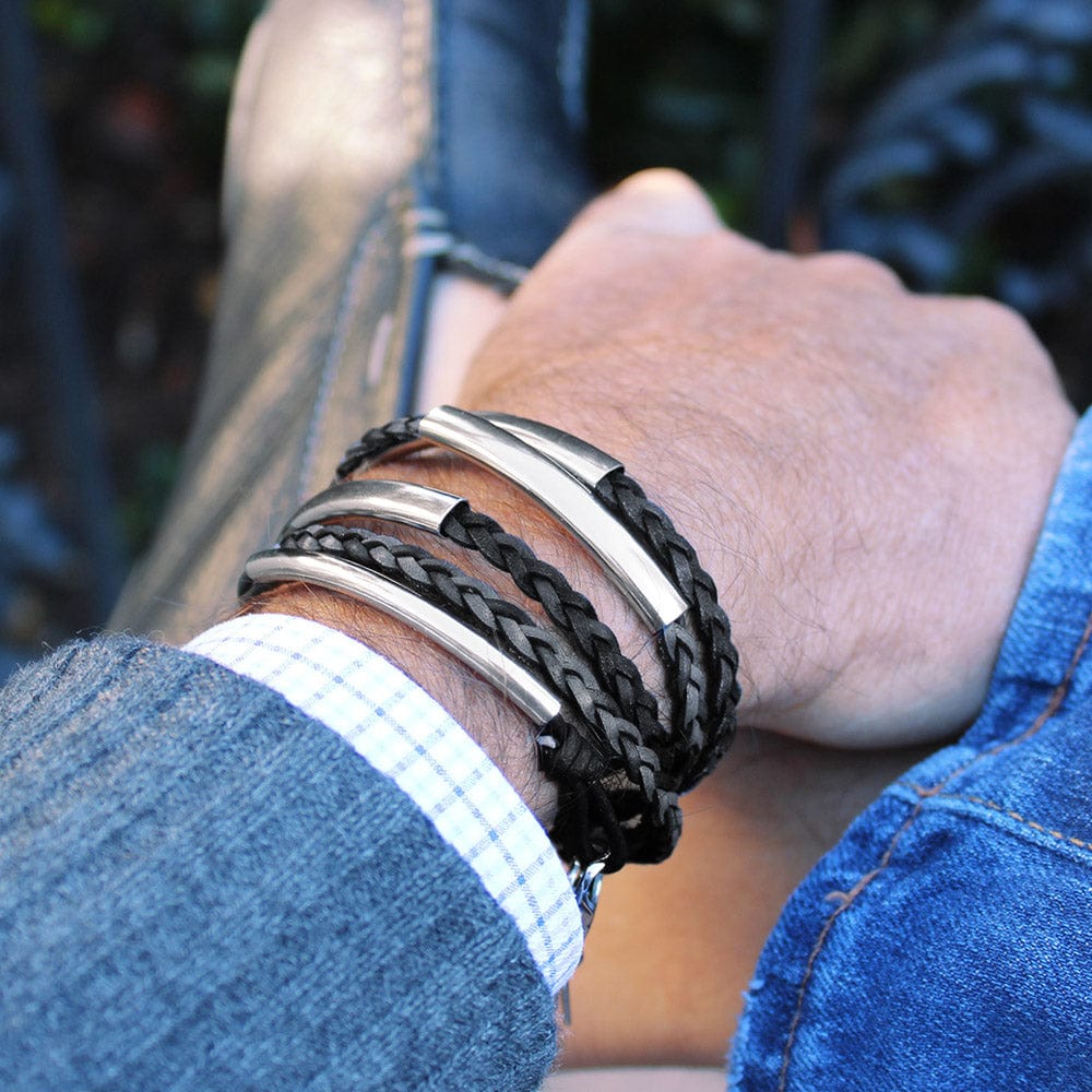 Apollo Braided Leather Bracelet in Multiple Leather Colors