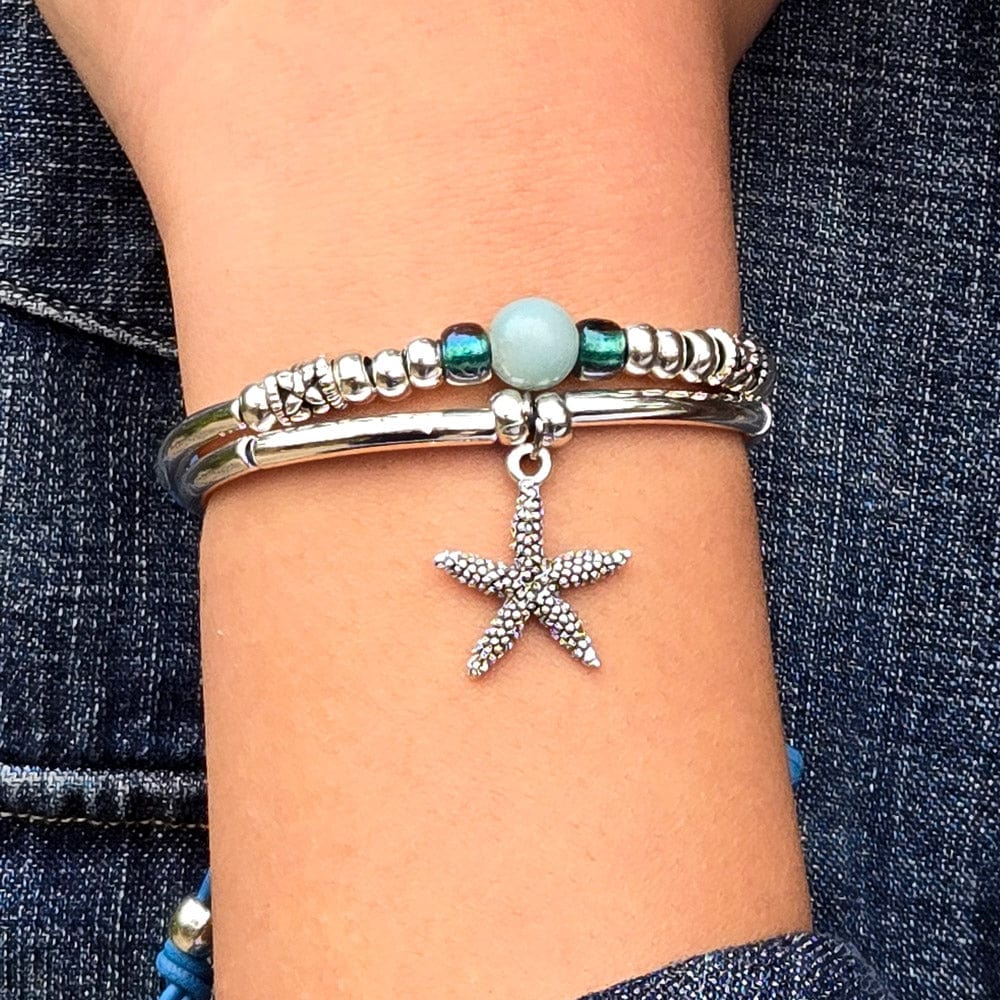 Slim Starfish Silver Charm