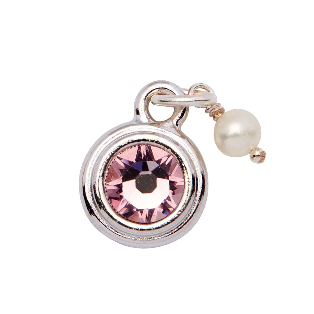 Aster pink crystal and tiny pearl charm