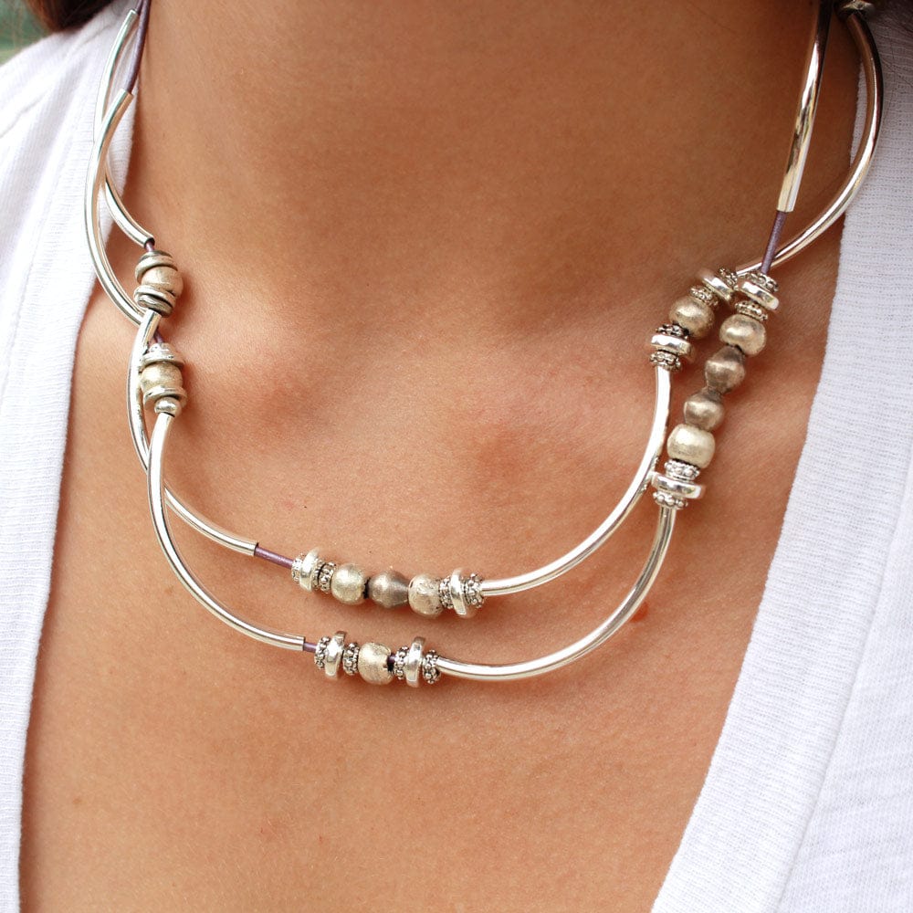 Bella purple leather necklace