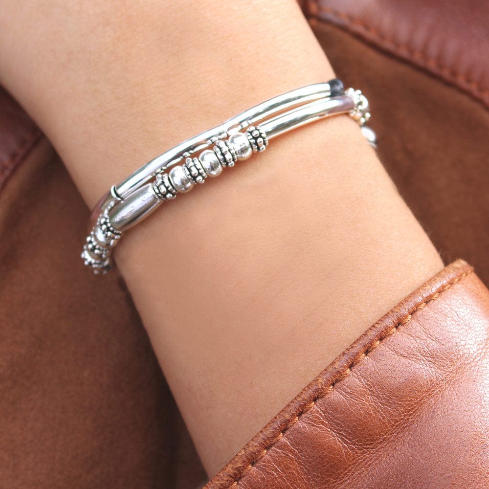 Bijou Silver Bracelets with Leather