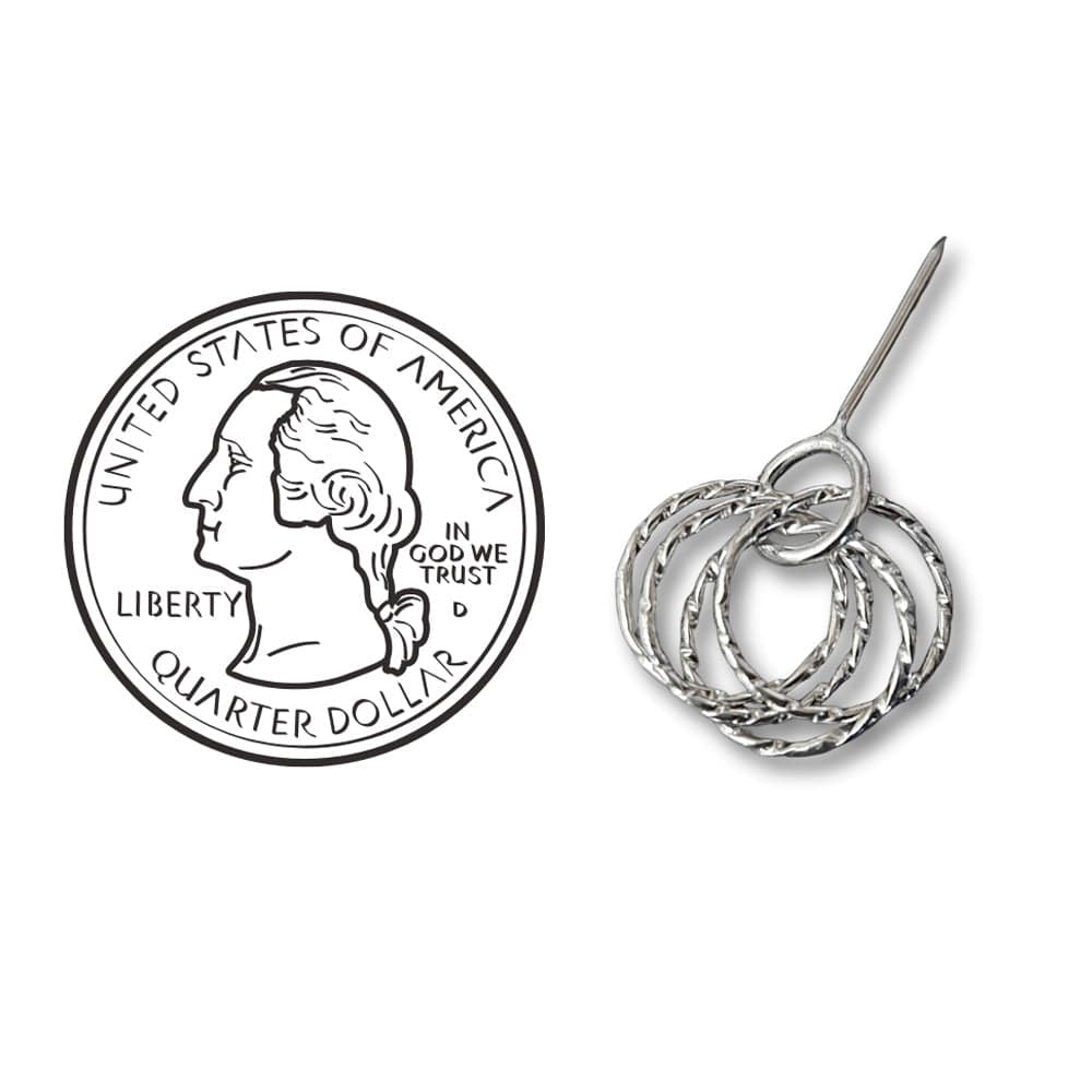 Sterling Silver Quad Circle Earrings Medium size reference against a quarter