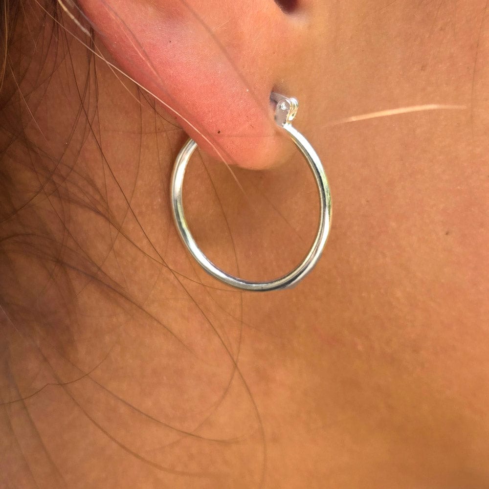 Sterling Silver Hoop Earrings - Medium Size