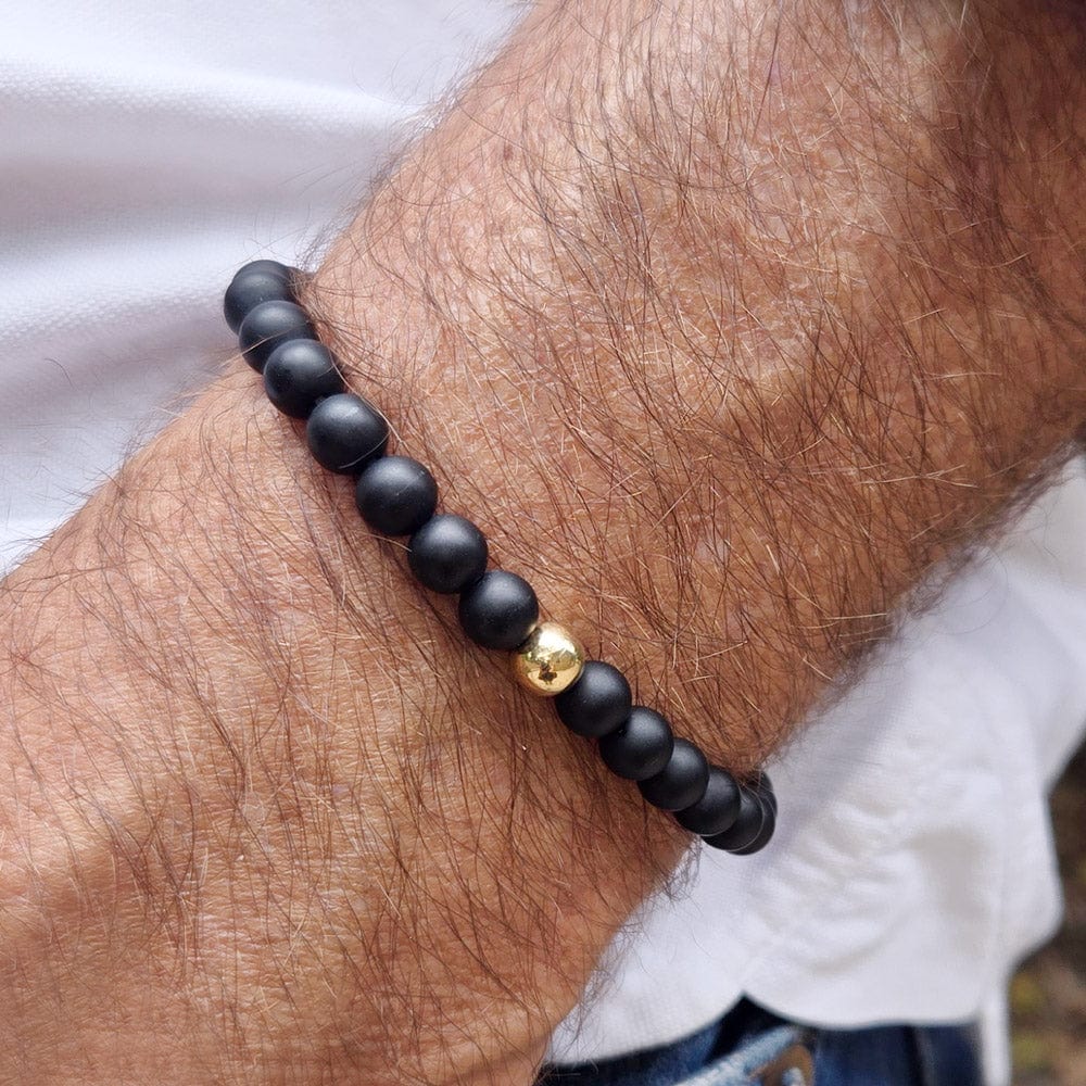Mens black onyx bracelet deals